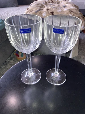 $16.49 • Buy 2 Marquis By Waterford Omega Crystal Wine Water Goblets Glass 8 5/8   Tall
