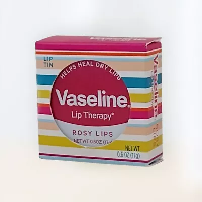 Tin Vaseline Lip Therapy ROSY LIPS Pink Tint DRY CHAPPED LIPS Travel Size 0.6 Oz • $10.49