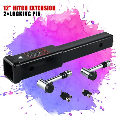 $58.99 • Buy 12  Trailer Hitch Extension For 2  Receiver With 2 Sets Hitch Pin Lock, 4000 Lbs