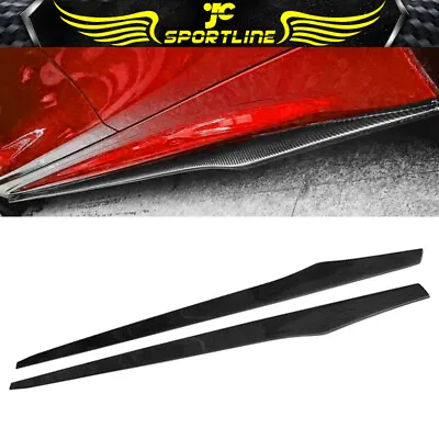 Universal 77.5 Inch Side Skirts Panel Flat Bottom Line Lip Real Carbon Fiber 2PC • $269.99