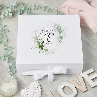 Personalised 18th Birthday Keepsake Box Gift With Botanical Design UV-896 • £18.99