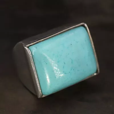 VTG Sterling Silver - MEXICO Turquoise Statement Ring Size 8 - 31.5g • $16.50