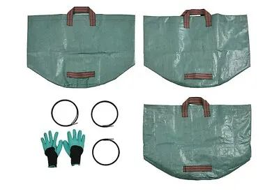 3x 80L Garden Waste Bags Heavy Duty Sacks Leaf Collection Rubbish Refuse Gloves • £7.49