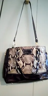MILLY Tote Bag Crossbody Brown Python Snake  Print  Leather Side Zipper • $37.50
