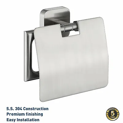 $19.99 • Buy Toilet Paper Roll Holder With Cover 304 Stainless Steel Brushed Nickel Bathroom