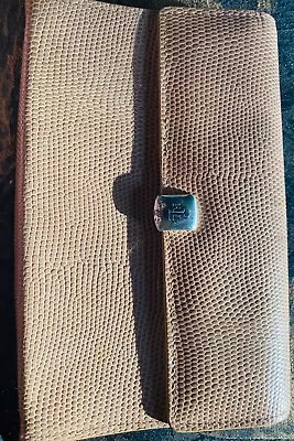 Vintage Lauren Ralph Lauren Tan Embossed Leather Wallet Checkbook Clutch • $19.99