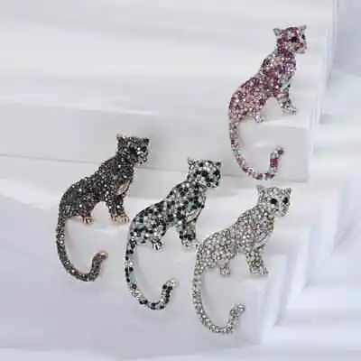 Vintage Rhinestone Leopard Domineering Animal Brooch Men's Suit Cheetah Pin  • $5.75