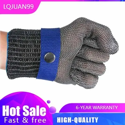  Cut Proof Stab Resistant Butcher Safety Gloves Stainless Steel Wire Metal Mesh • £11.89