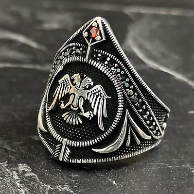 Men Double Headed Eagle Silver Ring Silver Handmade Ring Two Headed Eagle • $63