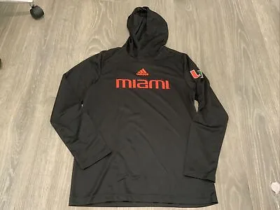 Miami Hurricanes Adidas Long Sleeve Hoodie Shirt Men's Size: Medium Key Smith * • $48