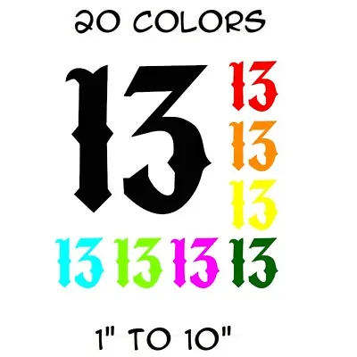 Number 13 Sticker Vinyl Decal Lucky Die Cut - Car Window Wall Decor • £1.70