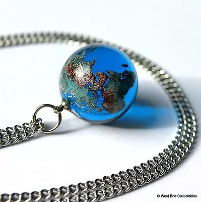 22mm Planet Earth Glass Marble Pendant Necklace Neck Chain - Astronomy Globe • $23.26