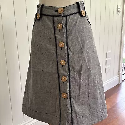 Super RARE Vintage Gorman Linen Cotton Button Midi Skirt Size 12 (Marked L) • $60