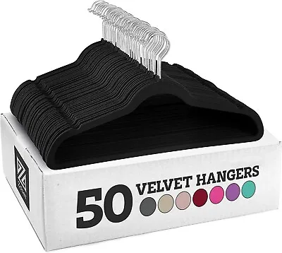 Zober Premium Velvet Non-Slip Durable Space Saving Clothes Hangers - Black • $25