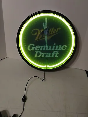 Vintage MILLER GENUINE DRAFT BEER Neon Clock Never Used  • $110