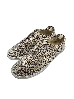 Chatties Slip On Shoes Leopard Sequin Canvas Sneakers Size 9 10 • $20.07