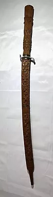 Vtg Handmade Sword Machete Thai Dha Decorative Carved Wood Handle & Scabbard  • $85