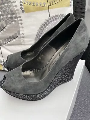 Mary G High Heeled Wedge Shoes. Cheetah Pewter. Size 5  RRP £165 • £6