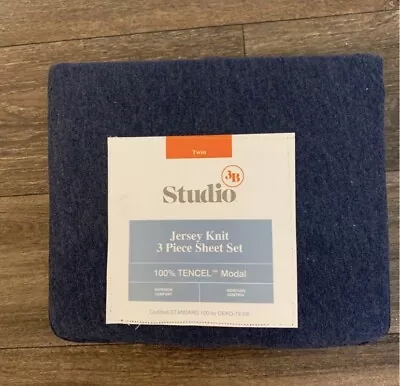 Studio 3B Jersey Knit TencelbTWIN 3 Piece Sheet Set In Navy • $40