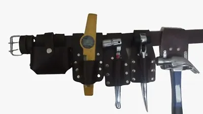 Scaffold Leather Tool Belt | 4PC Tools Set | Ratchet Spanner Tape Hammer Holder  • £44.89