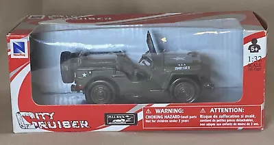 New Ray 1:32 Military Mission Jeep Willys Die-Cast Pullback City Cruiser • $10