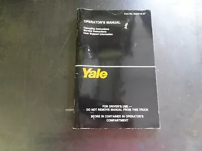 Yale ERC070 HD ERC080 HD ERC100 HD-39 Forklift Operator's Manual • $25