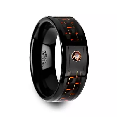 HELSING Black Ceramic Ring With Black And Orange Carbon Fiber And Orange Padpara • $249.99