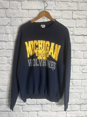 Vintage Michigan Wolverines Sweatshirt XL Blue Crewneck Ncaa Usa 90s • $35.95