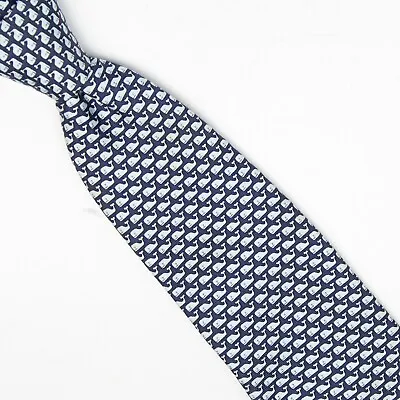 Vineyard Vines Boys Silk Necktie Navy Light Blue Whale Print Shep Ian Tie USA • $29.99