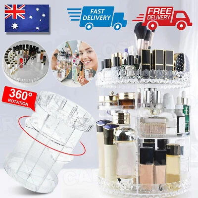 $18.45 • Buy 3 Layer 360° Rotating Makeup Organiser Cosmetics Holder Display Stand SkinCare