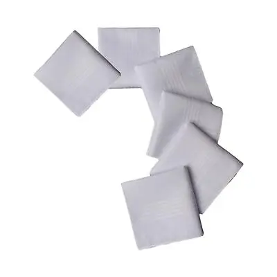 6x Solid White Handkerchiefs Solid Color Cotton Hankies Men's Handkerchiefs For • £10.73