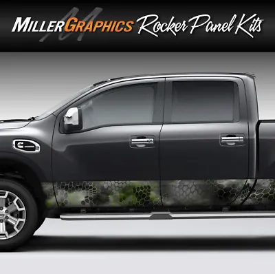 Camo Chameleon  Black And Green  Rocker Panel Graphic Decal Wrap Kit Truck SUV  • $74.95