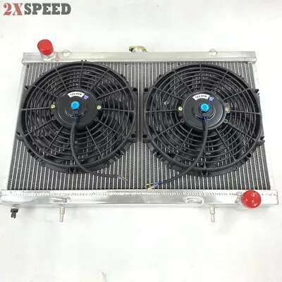 Aluminum Radiator Fits 89-94 Nissan 240SX S13 SR20 DET 2 Row 2  W/ 12  Fan • $169.99