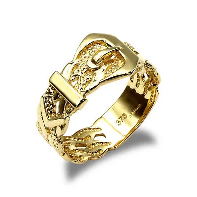 Mens Solid 9ct Gold Jewelco London Single Buckle Ring • £277.99