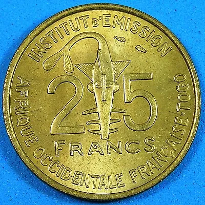 1957 French West Africa Togo 25 Francs Aluminum-Bronze Coin High Grade • $18.40