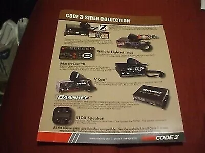 UNDATED CODE 3 SIREN/LIGHTBAR COLLECTION Catalog Brochure - POLICE CAR • $12.94