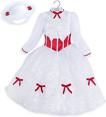 Disney Store Mary Poppins Costume Dress Set & Hat Girls Size 4 5/6 7/8 9/10  • $65.66