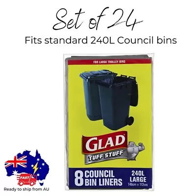 240 L Wheelie Bin Liners Garbage Bags Black Council Trolley Bin Liner Glad Large • $20.99