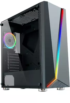 CIT Gaming PC Case Micro ATX With RGB LED And 120mm Fan Black C1007 • £35