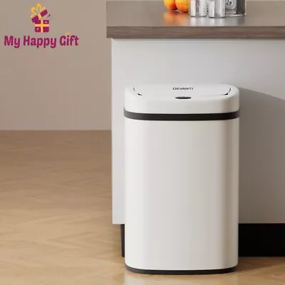 Devanti Sensor Bin Motion Rubbish Trash Can Automatic Touch Free Kitchen White • $74.32