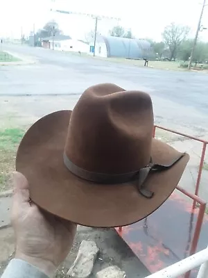 Vintage Men’s John Stetson 3X Beaver Brown Cowboy HatLace Hat Band Sz 6 3/4  • $45