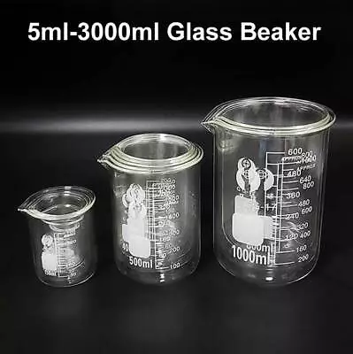 Wholesale 5ml - 3000ml Laboratory Chemistry Borosilicate Measuring Glass Beakers • $188.96