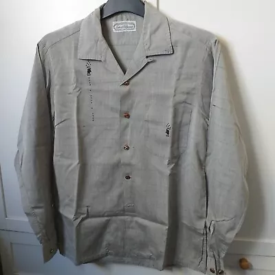 Rockabilly Men’s Fifties 1950s Vintage Shirt 50s Fleck Shot Grey/Silver • £59.99