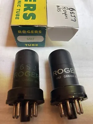 Radio Tubes Two Rogers 6SJ7  NOS Date 48-55 And Date 42-59. • $18.18