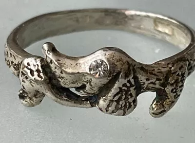  SILVER  Plated Ring SIZE 7.0  Dachshund 🐕  Dog 🐕 Crystals Eyes  • $6.40