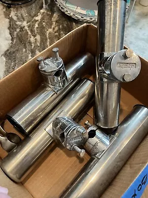 4 Perko Stainless Steel Clamp-On Fishing Rod Holders • $40