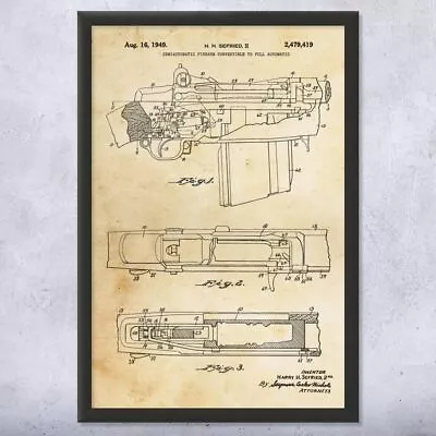 M14 Rifle Patent Framed Print Soldier Gift Rifle Blueprint Military Wall Art • $79.95