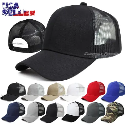 Baseball Cap Trucker Hat Mesh Back Snapback Adjustable Plain Solid Army Men Hats • $8.95