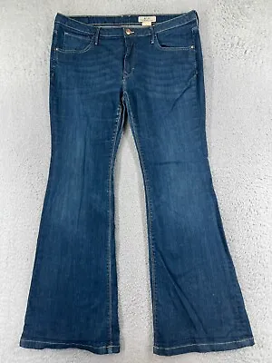 H&M Pants Womens 34 Blue Denim Jeans &Flary Flared Cotton Blend Low Rise • $11.54