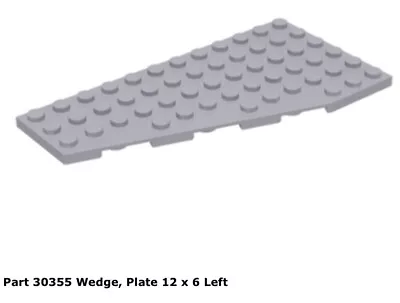 Lego 1x 30355 Light Bluish Gray Wedge Plate 12 X 6 Left 8039 • $6.63